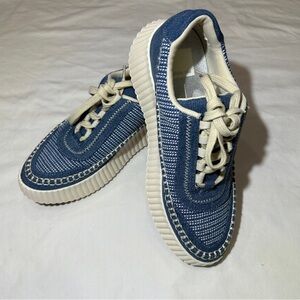 Dolce Vita Dolen-2 Sneaker Blue Multi  Denim Platform Shoes  7.5